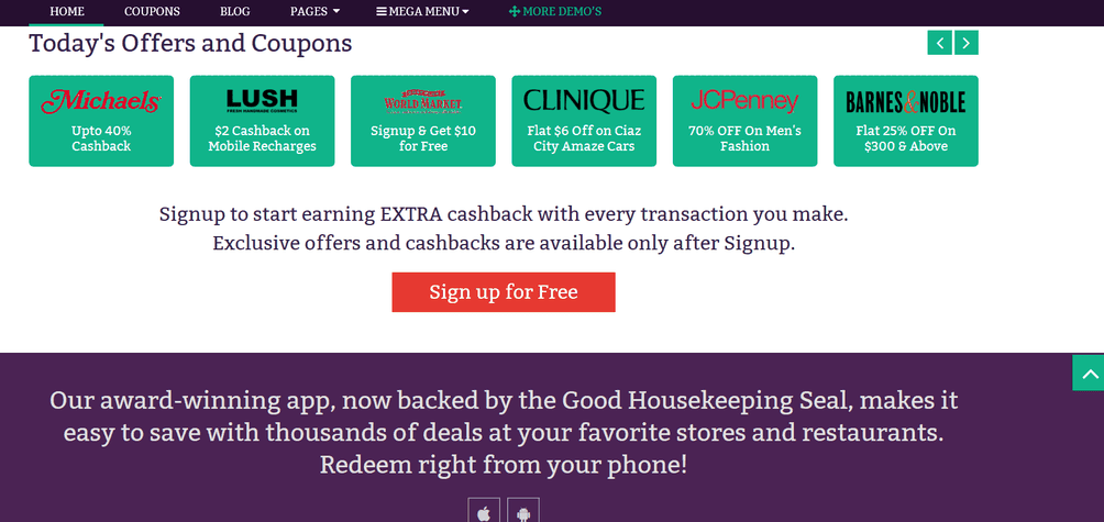 Coupon Custom Homepages