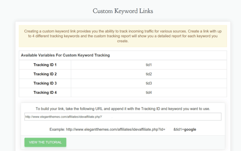 Elegant keyword tracking