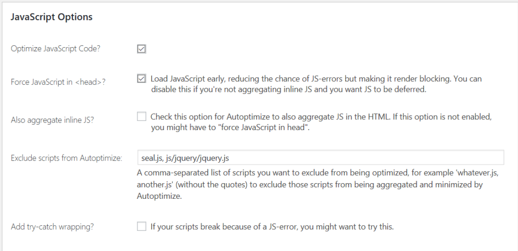 javasript settings